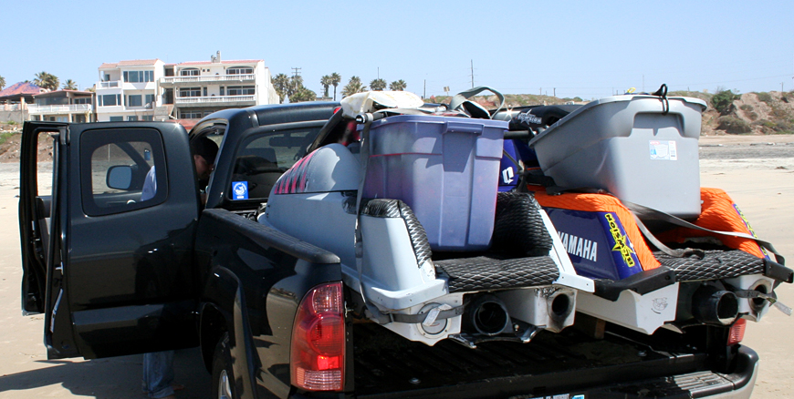 Ross Champion and I's skis. Photo shoot in Rosarito, Mexico.